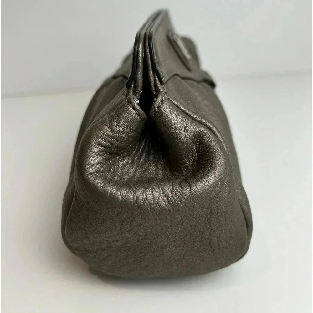 Cole Haan genuine leather clutch purse, pebbled gray, Makeup bag, Event, Formal - Picture 3 of 7